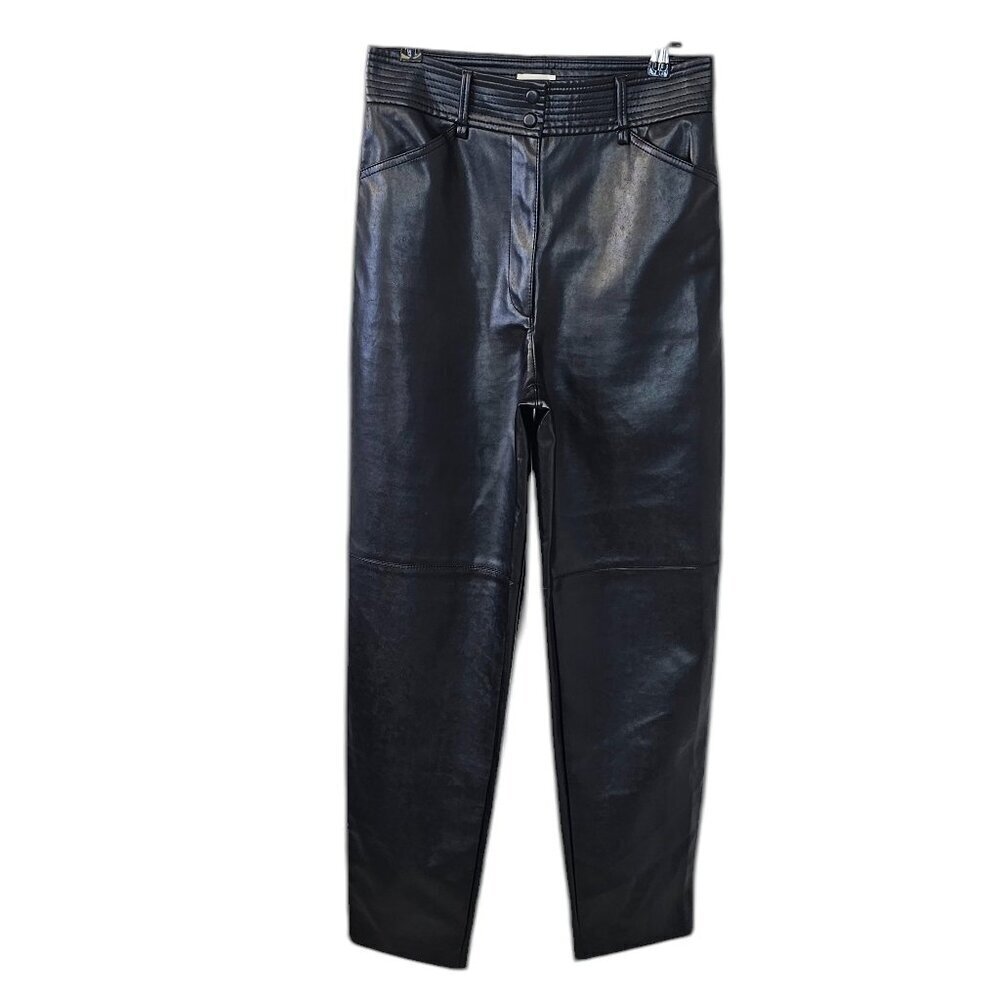 Aritzia Wilfred Funk Pants, Black, High Rise Vegan Leather, Straight Leg, Size 4